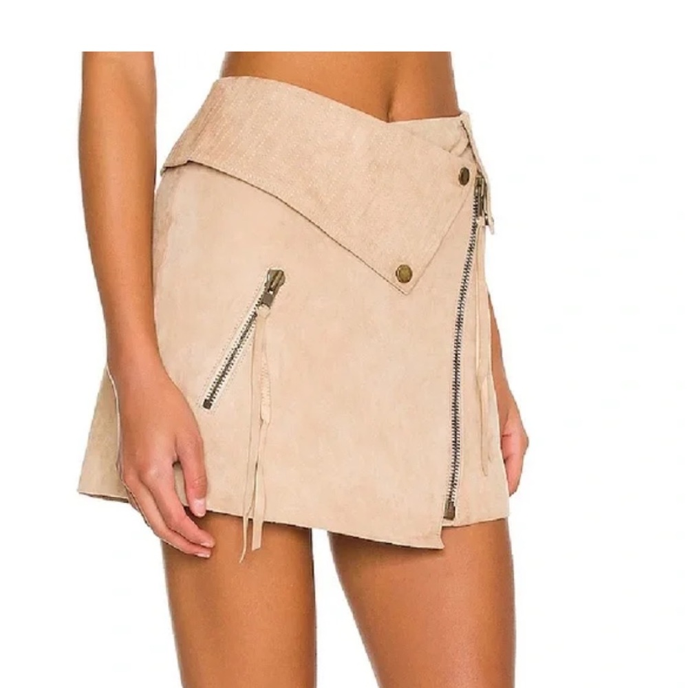Retrofete Monte Suede Leather Mini Skirt, Low Rise, Brown, Small (retail $395) - Picture 2 of 10